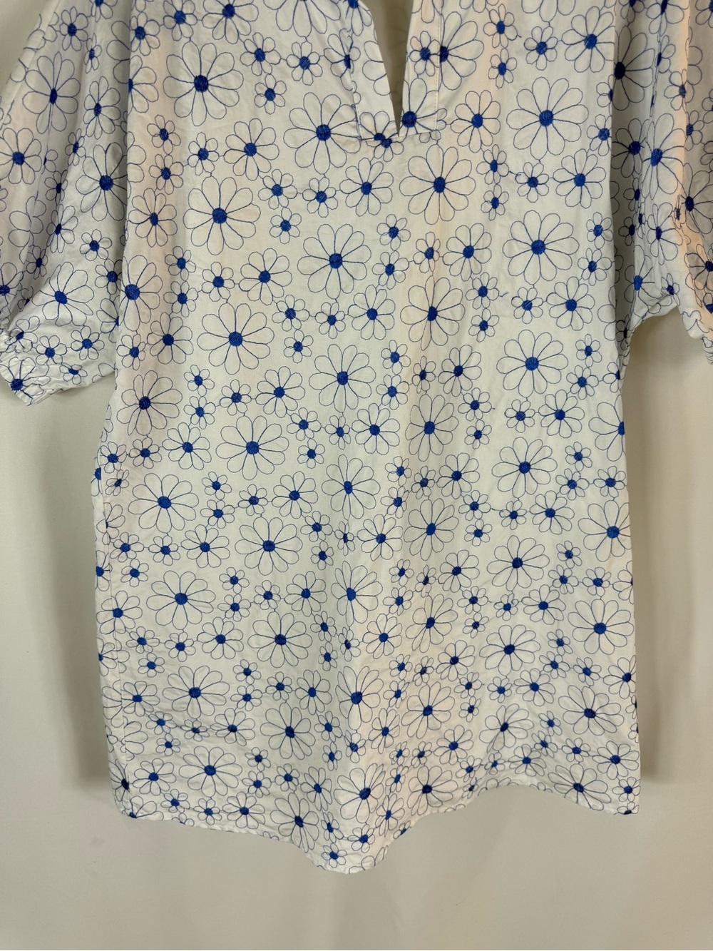 Adrienne White Mini Dress with Blue Daisy Print Size:L cotton - Picture 4 of 14